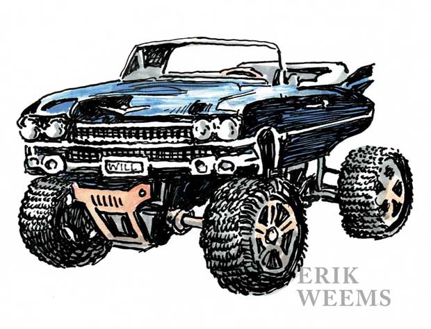 MonsterCar Truck Pen and Ink Erik Weems
