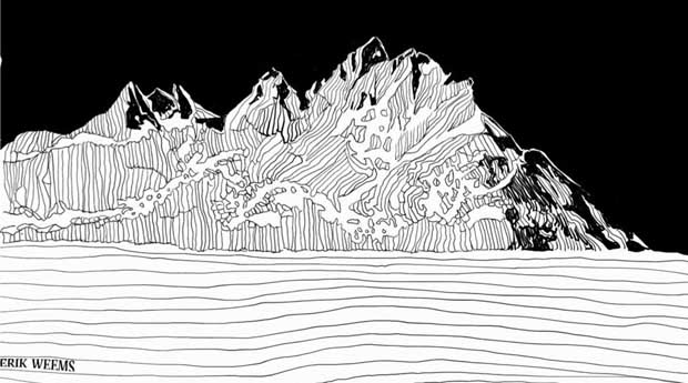 Mountain Line Art Inked by Erik Weems