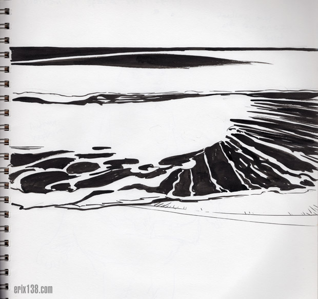 Seascape ink brush drawing 2013