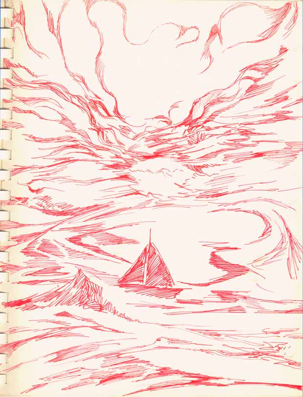 Sailboat 1983 Red Ink