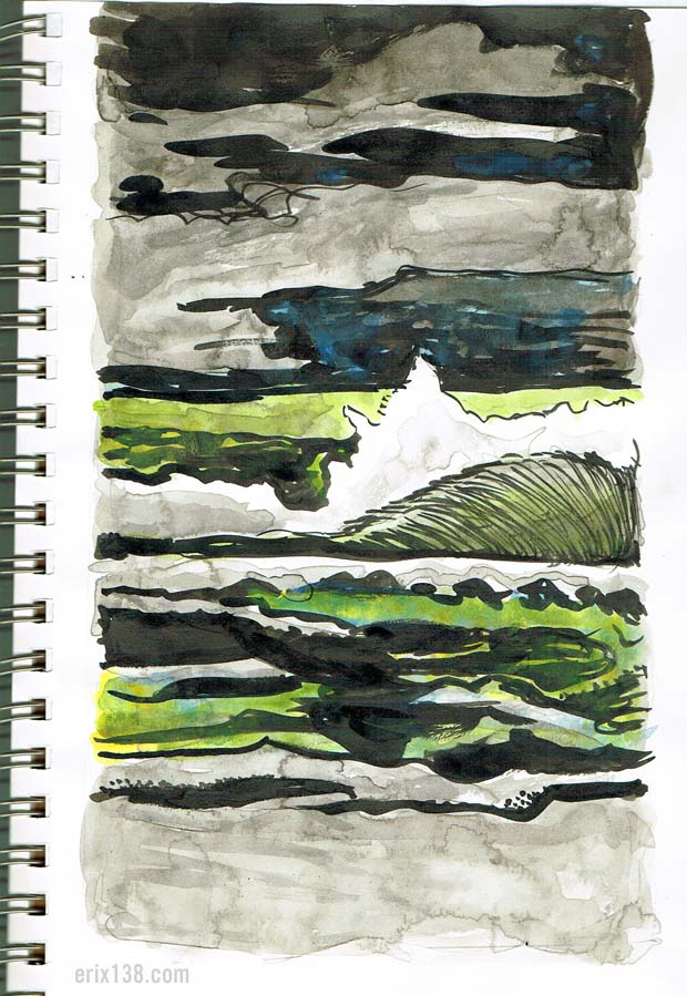 Seascape SB153 2015 ink and wastercolor wash