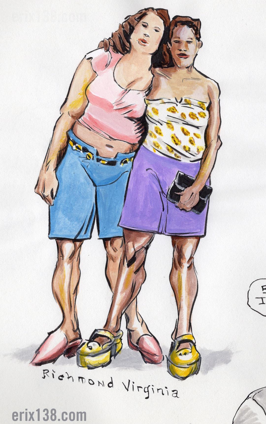 SB56 Two girls at St Johns Wood Color and ink
